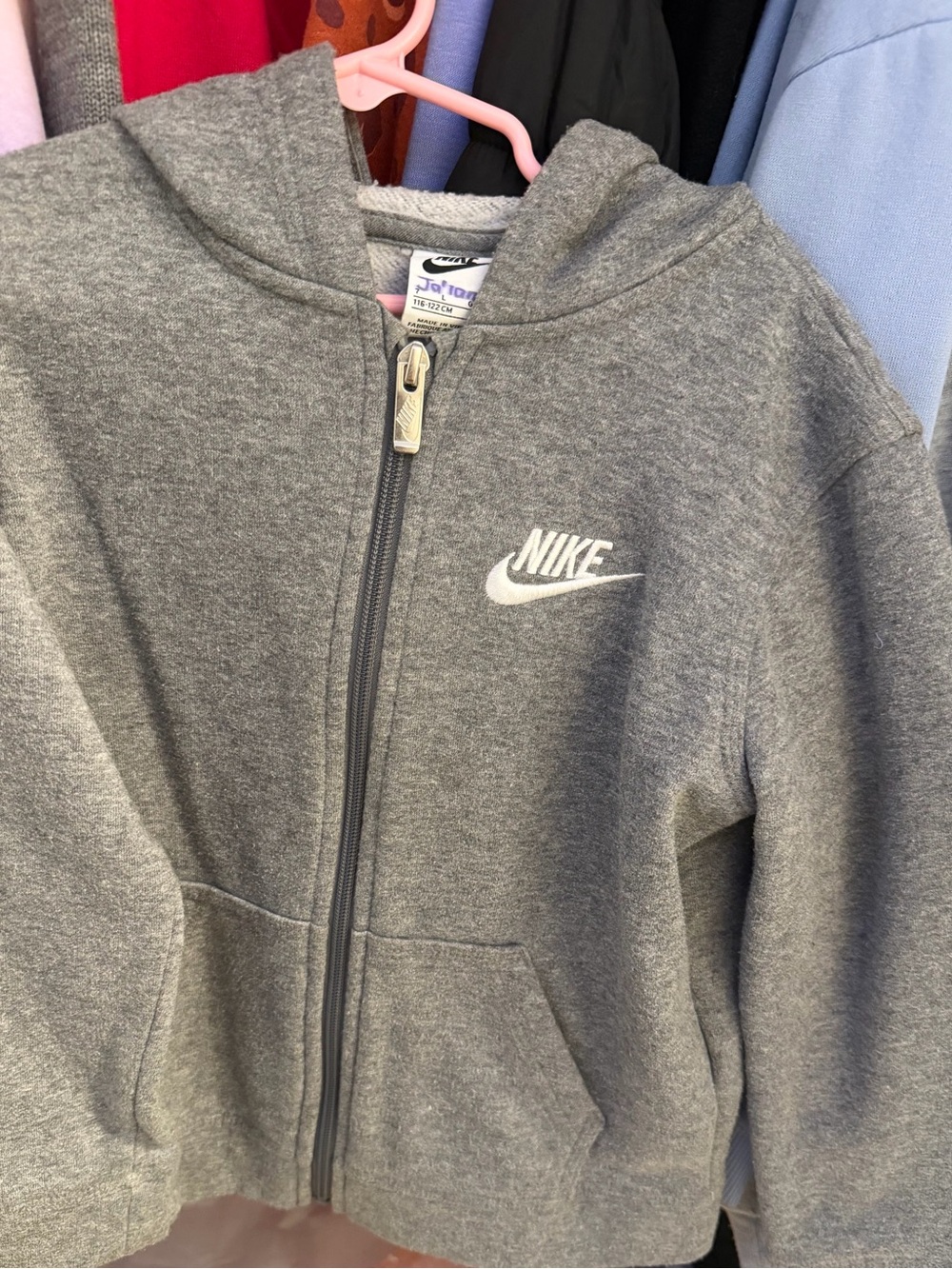 Nike Kids Gray Full-Zip Hoodie with White Logo